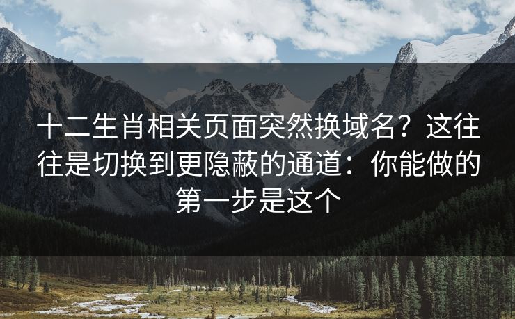 十二生肖相关页面突然换域名？这往往是切换到更隐蔽的通道：你能做的第一步是这个