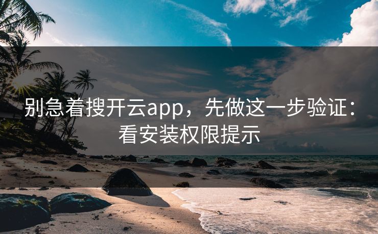 别急着搜开云app，先做这一步验证：看安装权限提示